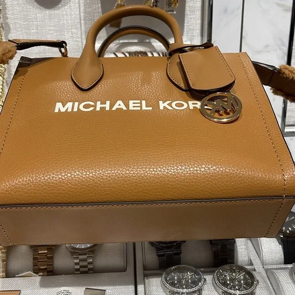 Michael Kors Mirella Small Pebbled Leather Shopper Top Zip Crossbody XBody Bag